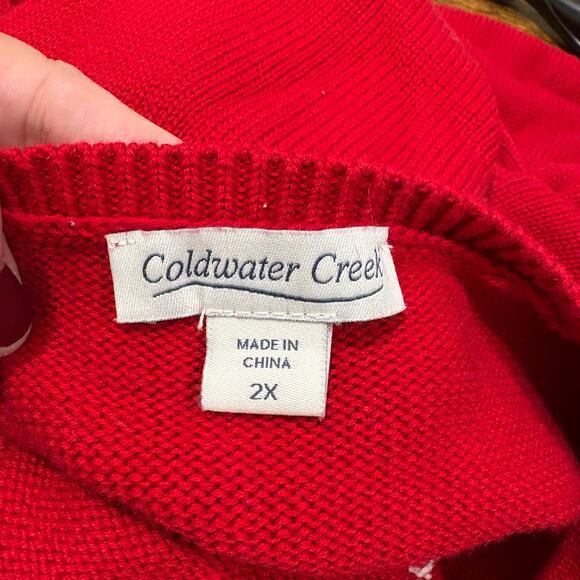 Coldwater Creek Plus Size 2X Penguin Sweater Red Winter Holiday Winter Christmas - Picture 6 of 13